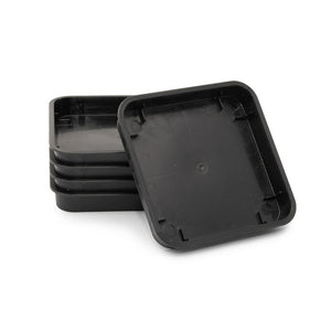 Square Plastic Pot, Black, 9cm -  5Pc. Bulk Purchase saucer. - Plastics