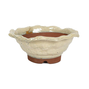 Japanese Shiro Glazed, Rustic Round Containers -  Large, 230(D) x 85mm(H) - Pots