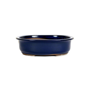 Japanese Ruri Glazed, Oval Container -  Small, 235(L) x 190(W) x 80mm(H) - Pots