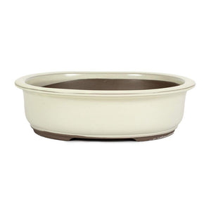 Japanese Shiro Glazed, Oval Container -  Large, 300(L) x 255(W) x 85mm(H) - Pots