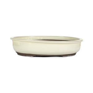 Japanese Shiro Glazed, Oval Container -  Small, 380(L) x 320(W) x 87mm(H) - Pots