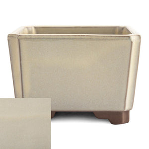 Japanese Glazed Square Container, 100 x 100 x 70mm -  Cream - Pots
