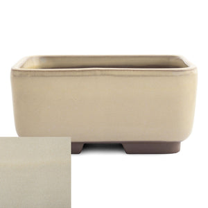 Japanese Glazed Rounded Rectangular Container, 120 x 95 x 55mm -  Cream - Pots