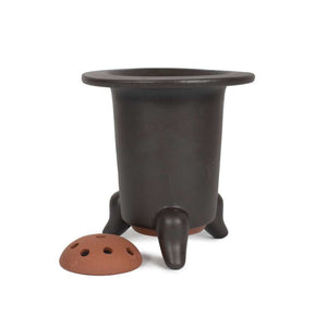 Japanese, Orchid Containers -  Matt dark chocolate brown glazed-SMALL 120(W) x 125mm(H) - Pots