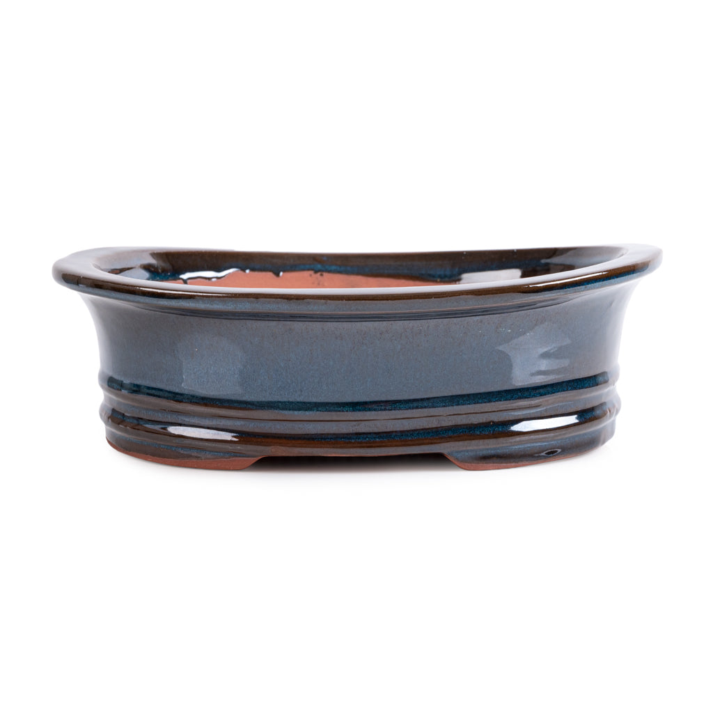 Assorted Glazed Bonsai Pots, 12" - Dark Blue Oval 30 x 26 x 10cm - Pots