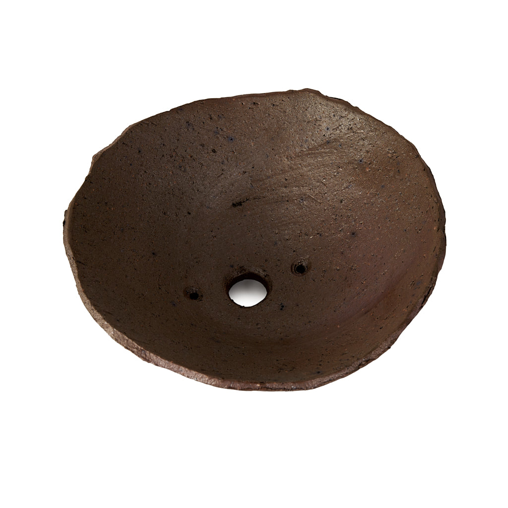 Seizan Mitsue, Round, Unglazed, 165 x 160 x 55mm by Marutatu