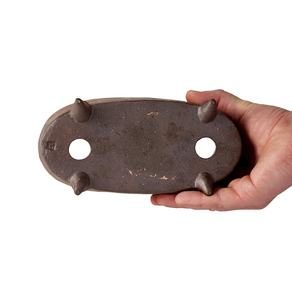 Seizan Mitsue, Oval, Unglazed, 205 x 100 x 86mm by Marutatu