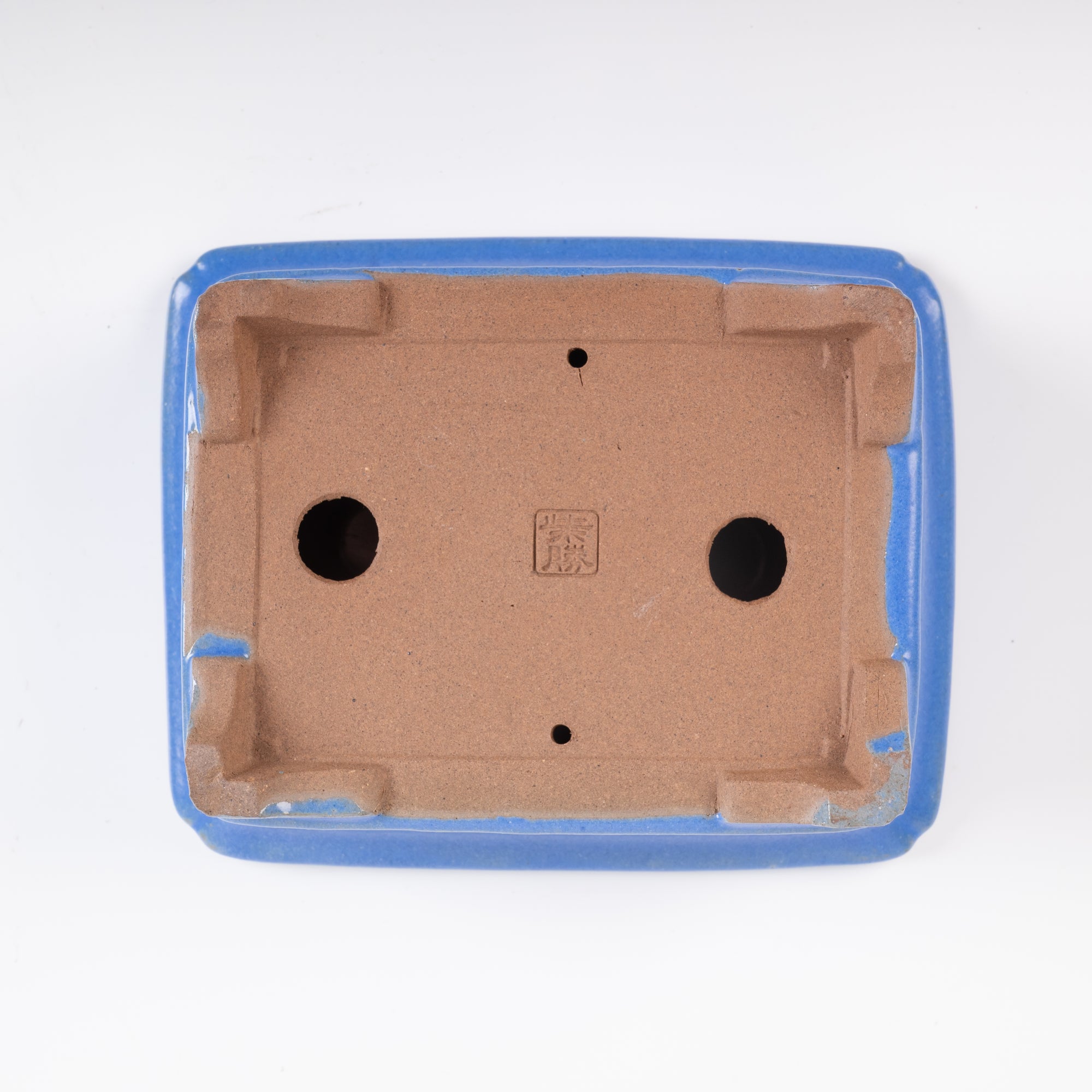 Rectangular, light blue bonsai pot, Shibakatsu, 125 x 100 x 45mm - - Pots