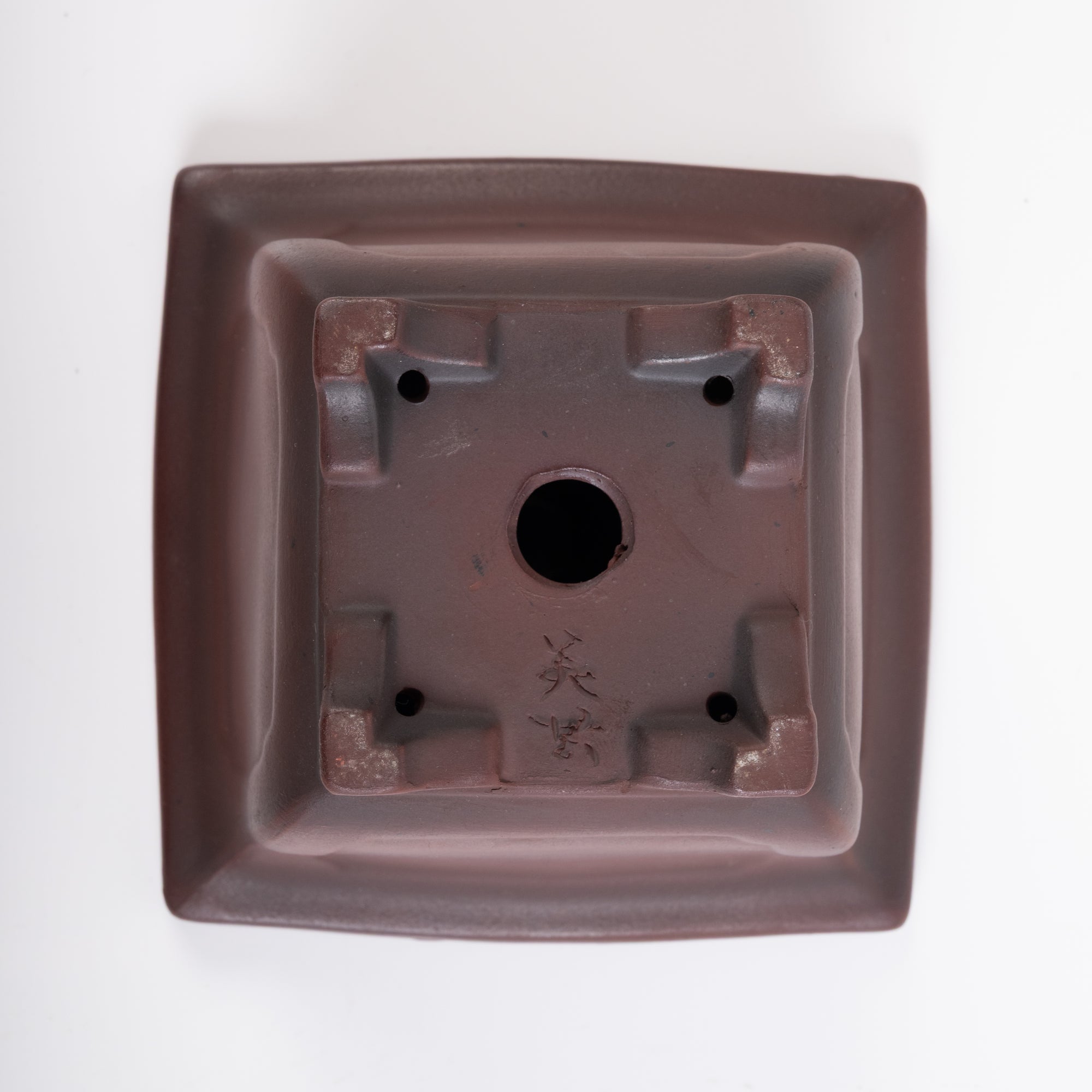 Square, unglazed bonsai pot, Bigei, 128 x 128 x 82mm - - Pots