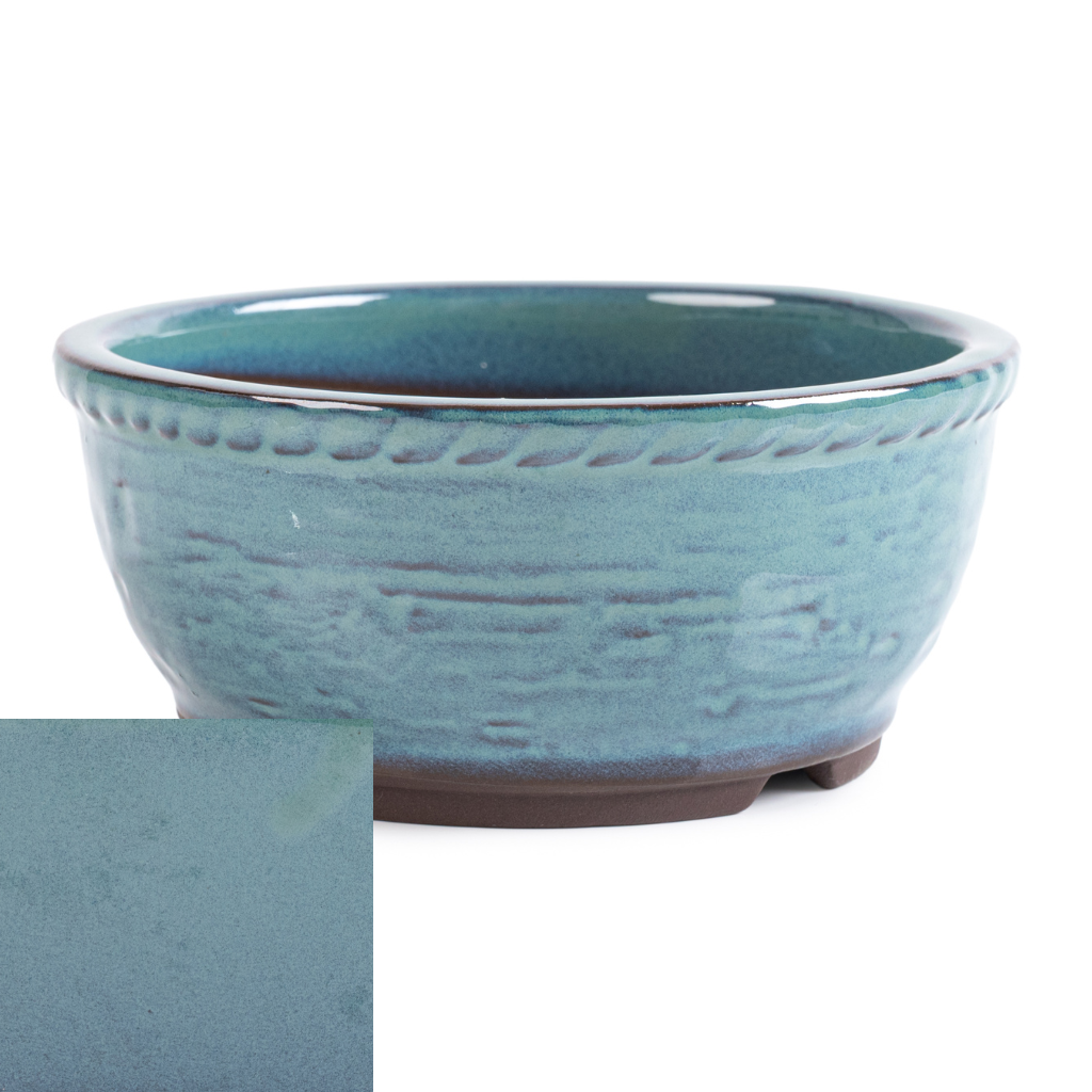 Japanese Glazed Deep Round Container, 125 x 50mm - Sea Green - Pots