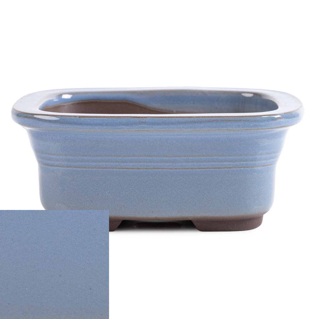 Japanese Glazed Rounded Rectangular Container with Lip, 135 x 110 x 55mm - Robin Egg Blue - Pots