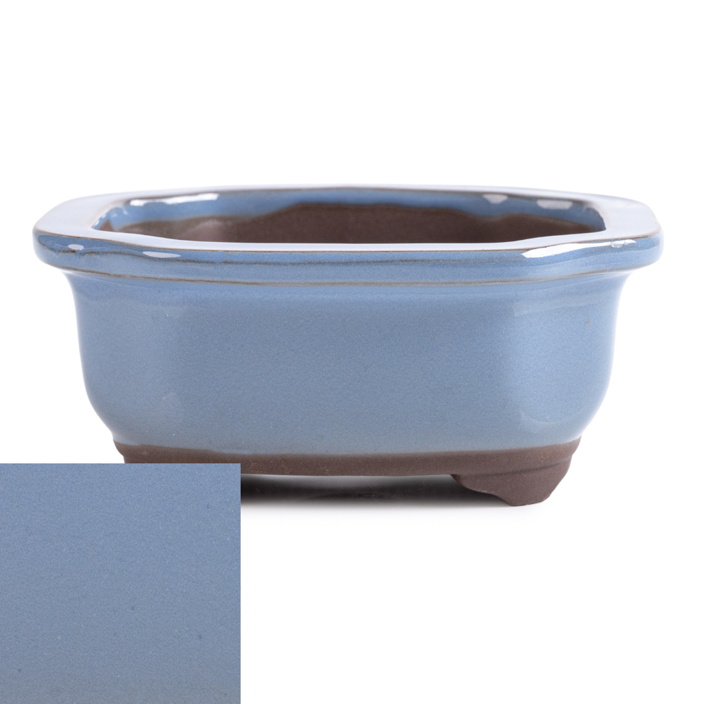 Japanese Glazed Decorative Rectangular Container, 130 x 115 x 55mm - Robin Egg Blue - Pots