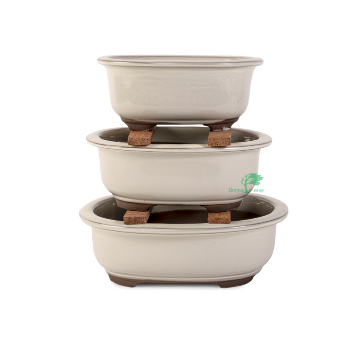 Japanese Shiro glazed Deep, Oval Container by Kobayashi Sangyo
