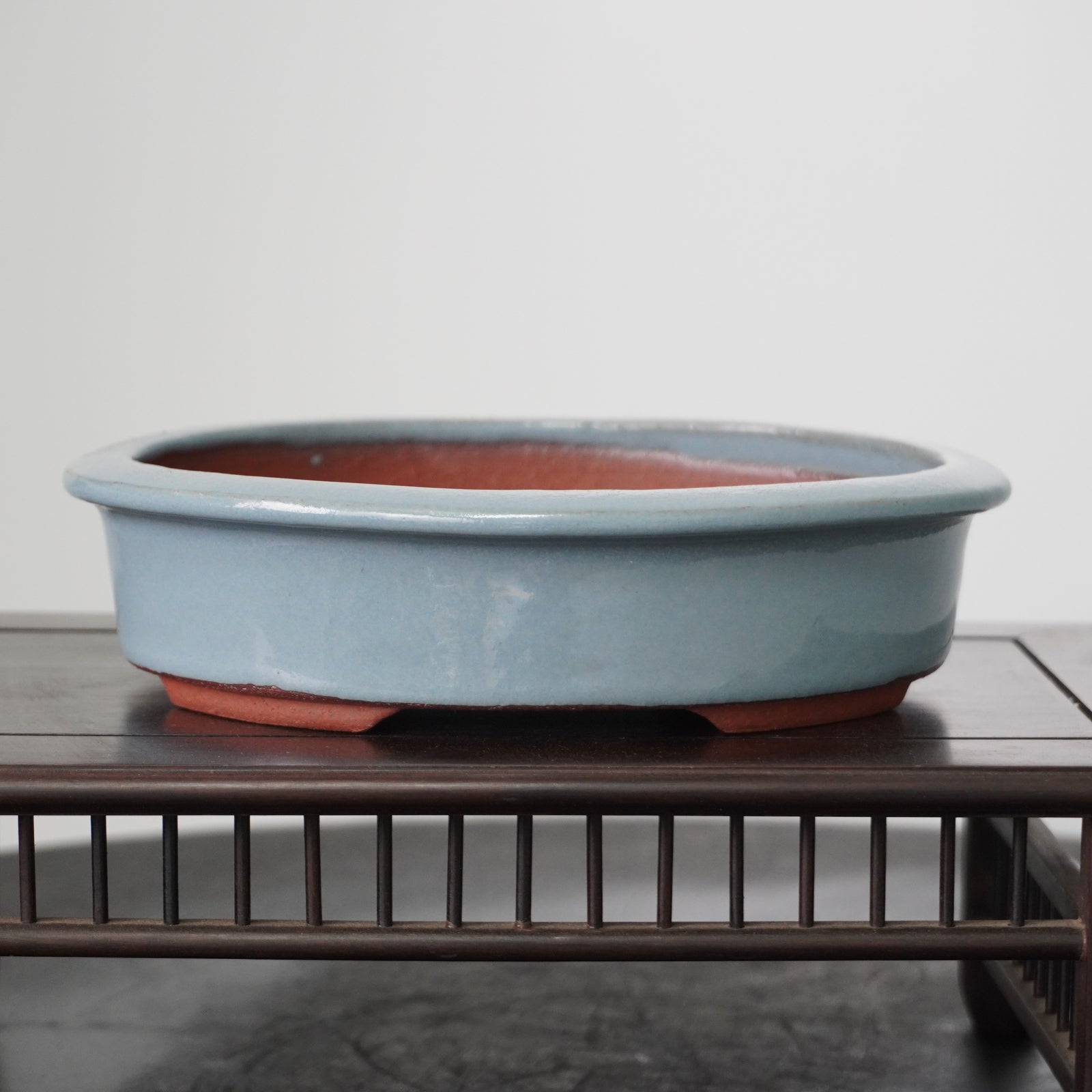 Yozan, Light Blue glaze. Oval shape, 180 x 150 x 45mm. by Bonsai Tree (Pty) Ltd.
