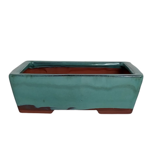 Assorted Glazed Bonsai Pots, 10" -  Green Rectangle, 25 x 18 x 8cm - Pots