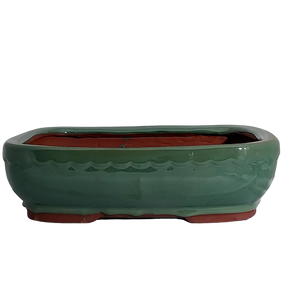 Assorted Glazed Bonsai Pots, 12" -  Green Rectangle, 32 x 23 x  8cm - Pots