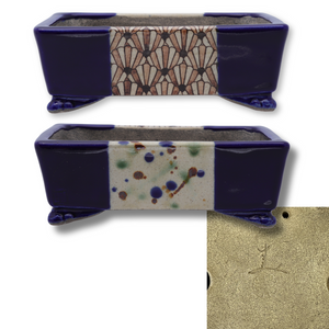 Handmade Tokoname Ceramics -  Terahata Satomi, blue glazed, rectangle, 160mm(L) x 130mm(D) x 55mm(H) - Pots