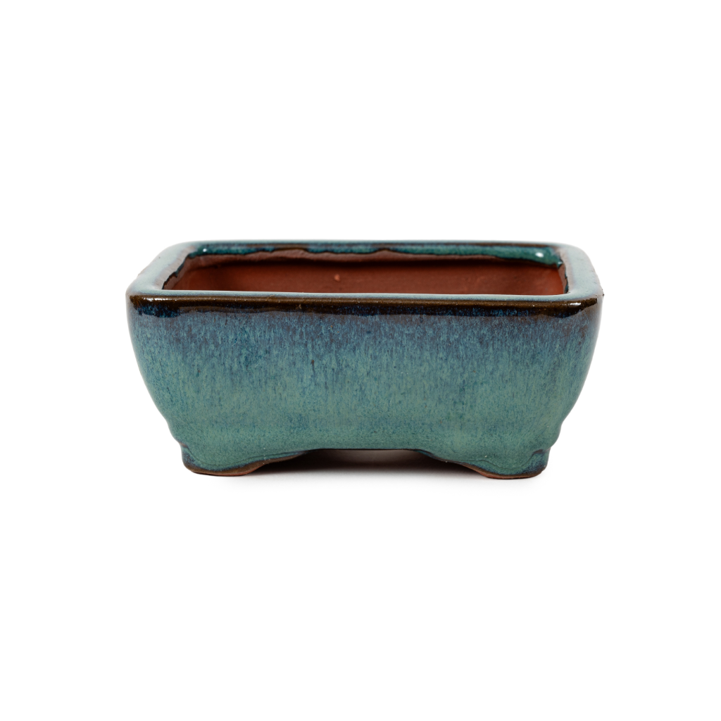 Assorted Glazed Bonsai Pots, 5" - Eagle-Blue Rectangle, 13 x 10 x 5cm - Pots
