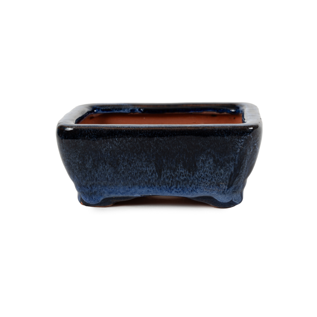Assorted Glazed Bonsai Pots, 5" - Dark Ash Blue rectangle, 13 x 10 x 5cm - Pots
