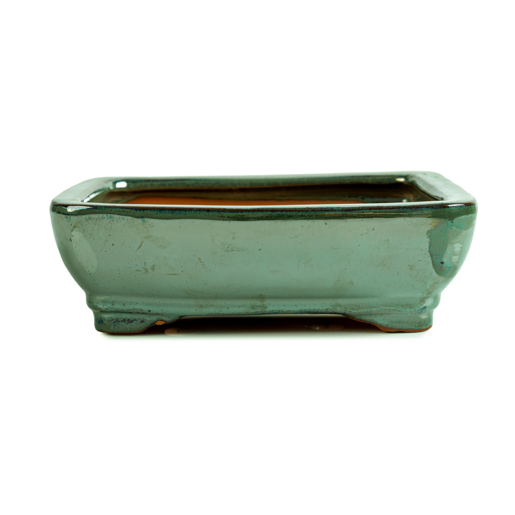 Assorted Glazed Bonsai Pots, 8" - Green Rectangular, 21 x 17 x 7cm - Pots