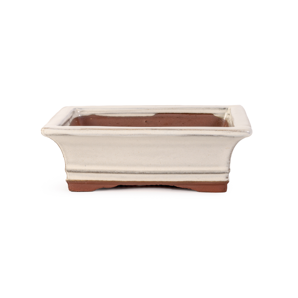 Assorted Glazed Bonsai Pots, 6" - Ivory Rectangular 16 x 12 x 6cm - Pots