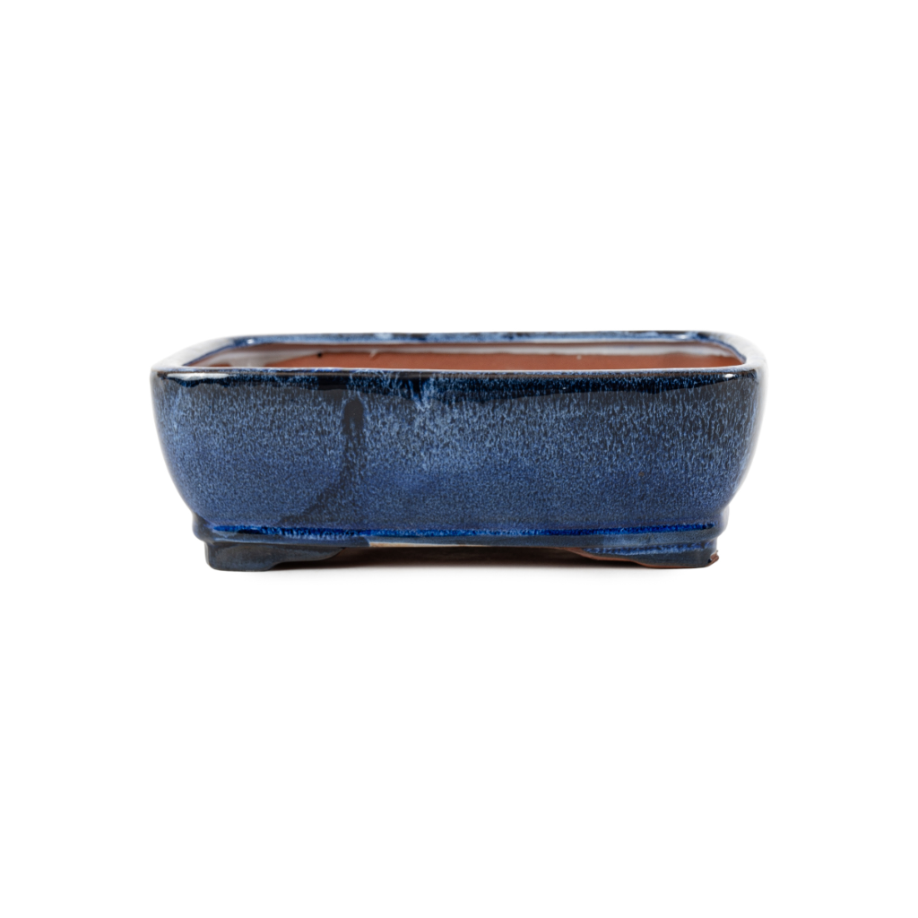 Assorted Glazed Bonsai Pots, 8" - Dark Ash Blue Rectangular, 21 x 16 x 7cm - Pots
