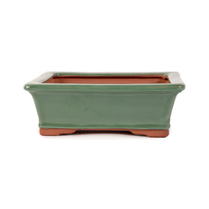 Assorted Glazed Bonsai Pots, 7" -  Green Rectangle, 18 x 14 x 6cm - Pots