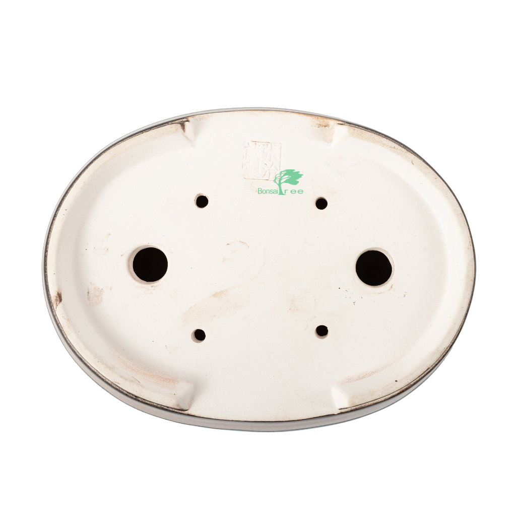 Chinese glazed oval, 230mm x 180mm x 60mm - - Pots