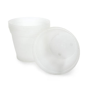 Orchid Plastic Pot, Clear, Extra Small, 8.5cm. -  EXTRA SMALL, 8.5cm (Top dia), 6cm (Bottom dia), 7.5cm (Height). 300ml. Bulk Purchase (5pc). Round holes in base. - Plastics