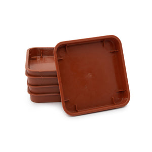 Square Plastic Pot, Terracotta, 9cm -  5Pc. Bulk Purchase saucers. - Plastics