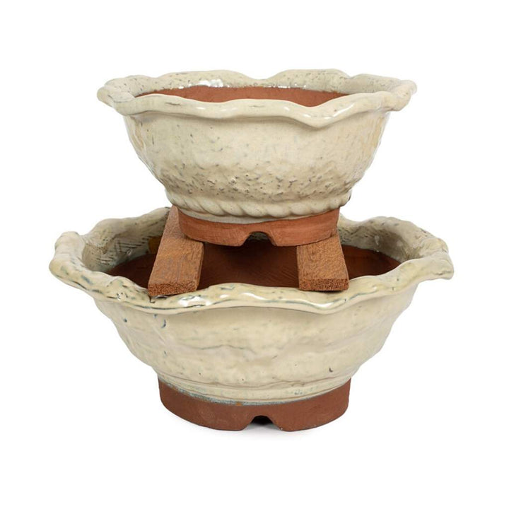 Japanese Shiro Glazed, Rustic Round Containers by Kobayashi Sangyo