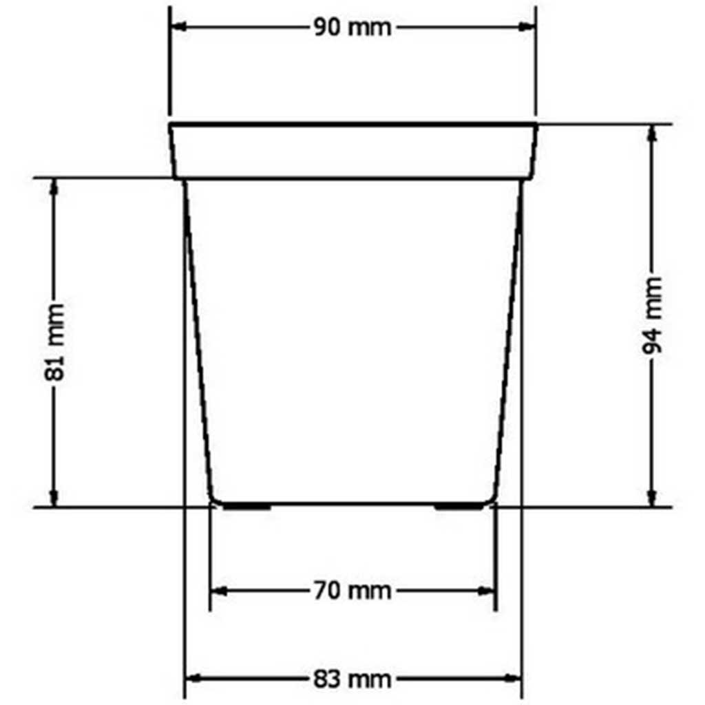 Square Plastic Pot, Black, 9cm -   - Plastics