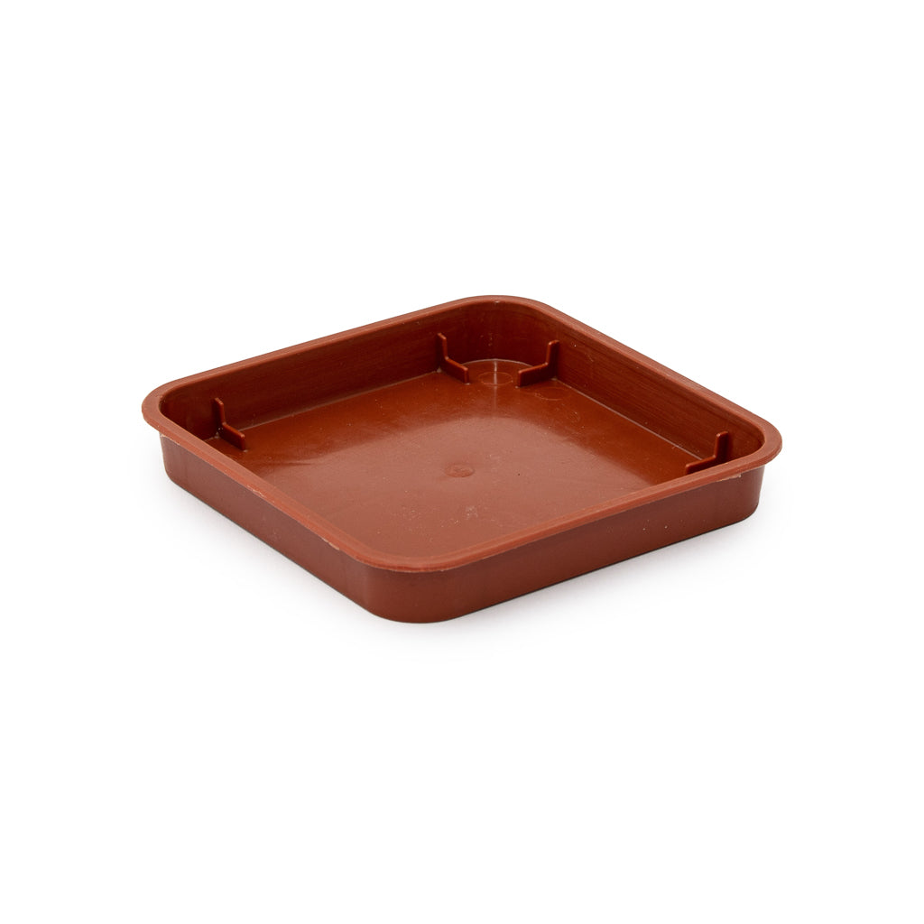 Square Plastic Pot, Terracotta, 9cm - - Plastics