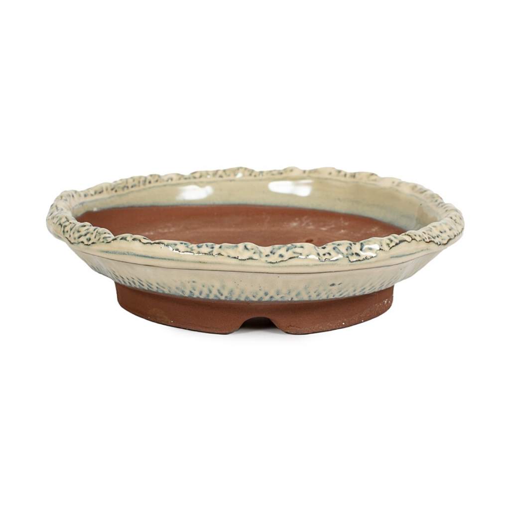 Japanese, Shiro Glazed, Rustic Round, 180 x 35mm -   - Pots