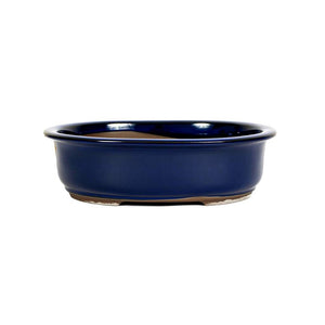 Japanese Ruri Glazed, Oval Container -  Medium, 265(L) x 220(W) x 85mm(H) - Pots