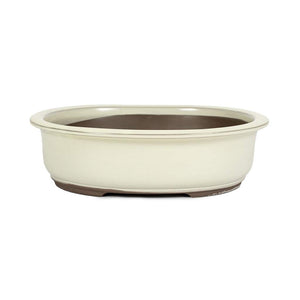 Japanese Shiro Glazed, Oval Container -  Medium, 270(L) x 228(W) x 83mm(H) - Pots
