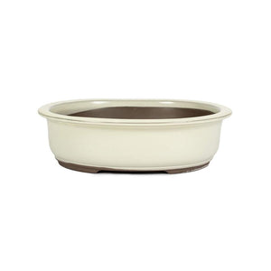 Japanese Shiro Glazed, Oval Container -  Small, 240(L) x 205(W) x 70mm(H) - Pots