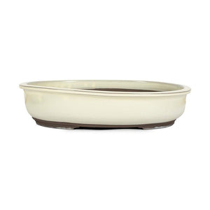 Japanese Shiro Glazed, Oval Container -  Large, 420(L) x 345(W) x 90mm(H) - Pots