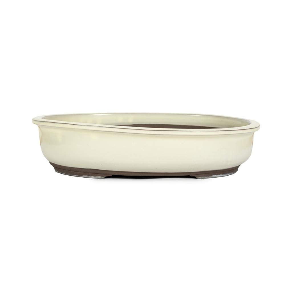Japanese Shiro Glazed, Oval Container -  Small, 380(L) x 320(W) x 87mm(H) - Pots