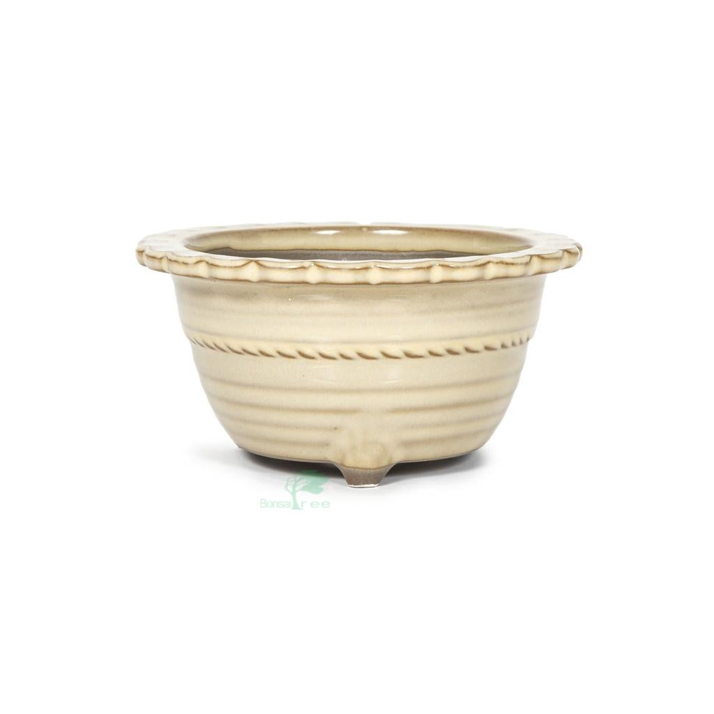 Japanese Shiro Glazed, Round Containers -  Large, 155(D) x 85mm(H) - Pots