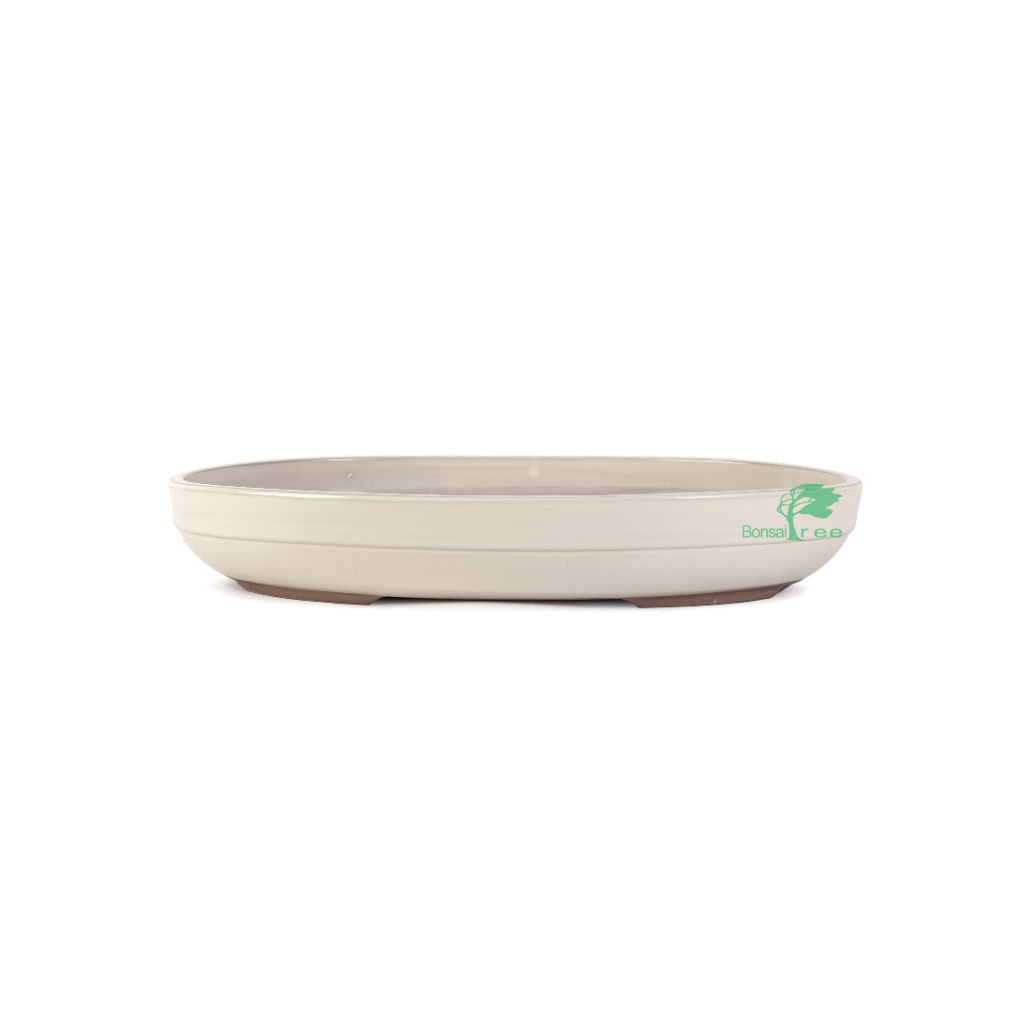 Japanese Shiro Glazed, Banded Oval Containers by Kobayashi Sangyo