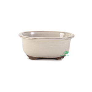 Japanese Shiro glazed Deep, Oval Container -  Small, 160 x 125 x 67mm - Pots