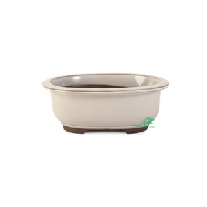 Japanese Shiro glazed Deep, Oval Container -  Medium, 180 x 145 x 68mm - Pots