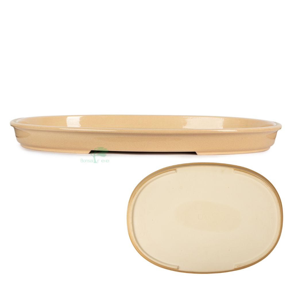 Chinese glazed oval tray (without HOLES), 535 x 385 x 45mm by Pecenppot
