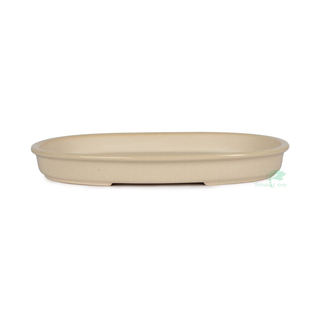 Chinese glazed oval, 320 x 230 x 40mm -   - Pots