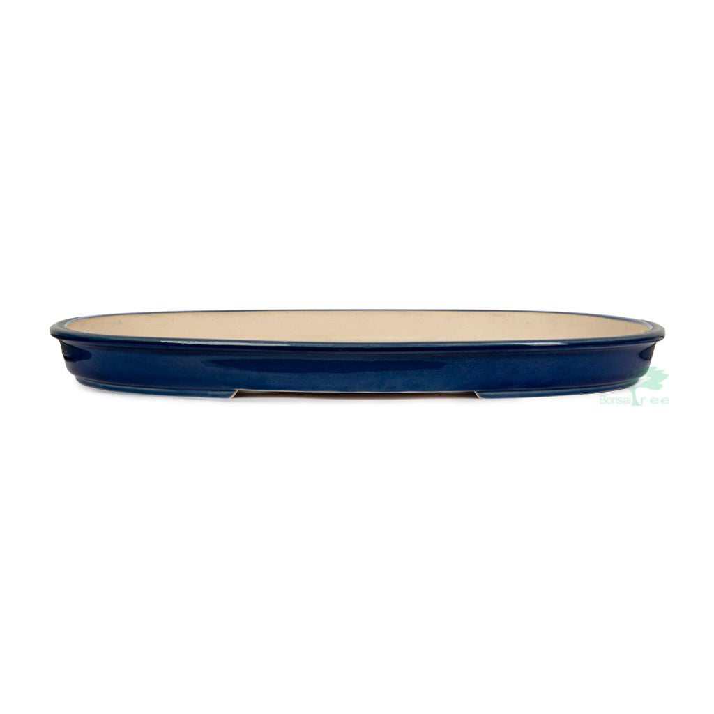Chinese glazed oval, 535 x 385 x 45mm -  Blue - Pots