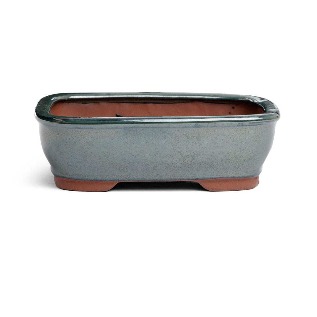 Assorted Glazed Bonsai Pots, 7" - Dark-Green Rectangular 16 x 13 x 7cm - Pots