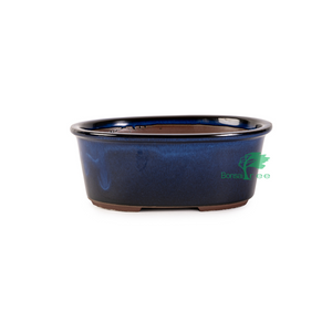 Japanese Ruri Glazed, Deep Oval Containers -  Small, 150(L) x 110(W) x 60mm(H) - Pots