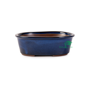 Japanese Ruri Glazed, Deep Oval Containers -  Medium, 185(L) x 140(W) x 65mm(H) - Pots