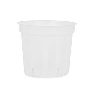 Orchid Plastic Pot, Clear, Small, 13.5cm. -  SMALL,13.5cm (Top dia), 10.5cm (Bottom dia), 11.5cm (Height), 1000ml, Single (1pc). Slotted holes on sides. - Plastics